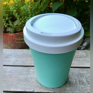 Oversized Jumbo Plastic Coffee Cup Shaped Aqua Container Bin Room Decor Display